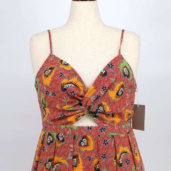 Chelsea28 Women Coral Paisley Satin Cutout Sleeveless Summer Maxi Dress Size XL - Picture 5 of 7